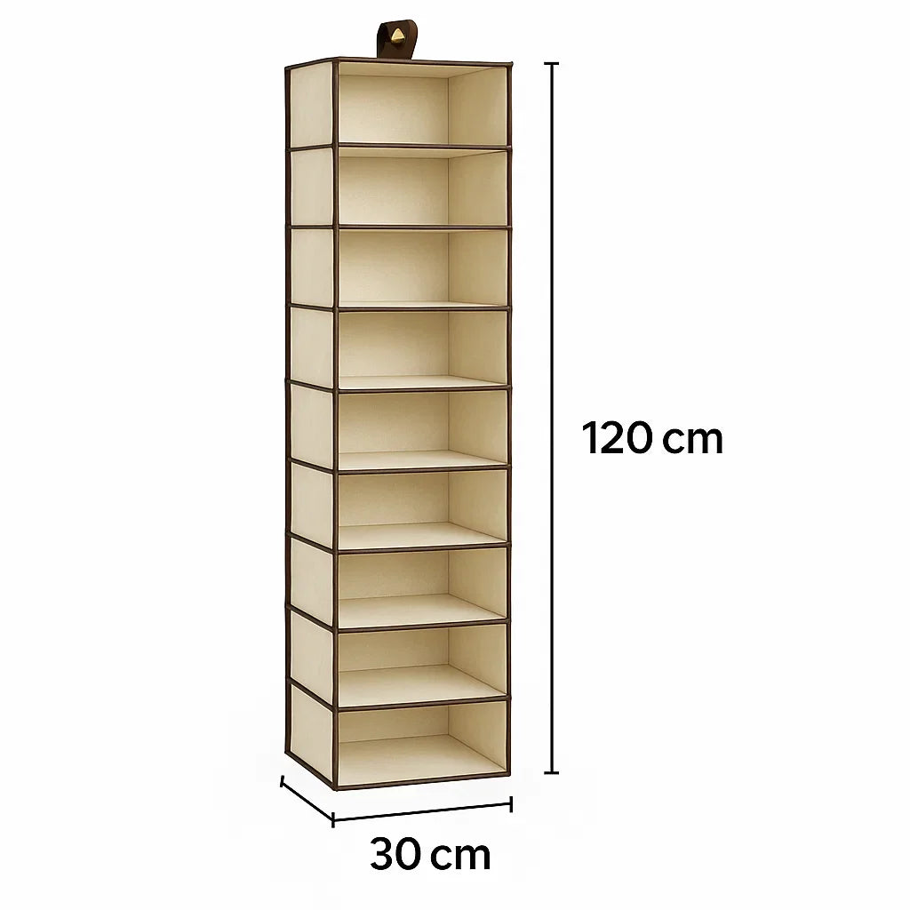 Zipper Closure 10 Pocket Multipurpose Hanger,Space-Saving Wall-Mounted Organizer with Clear Shelves for Closet & Wardrobe