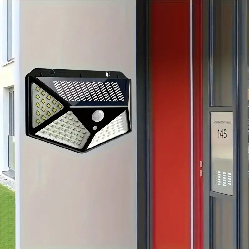 100 LED Solar-Powered Wall Lamp with Motion Sensor – High-Brightness LED Lights for Indoor & Outdoor Use, Automatic Brightness Adjustment, Ideal for Porch, Garden, and Home Decor, Solar Wall Lamp (Pack of 1)