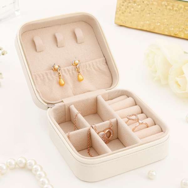 Customised Jewellery Box - Portable Mini Travel Jewellery Box - Initial + Name (Random Color Box)
