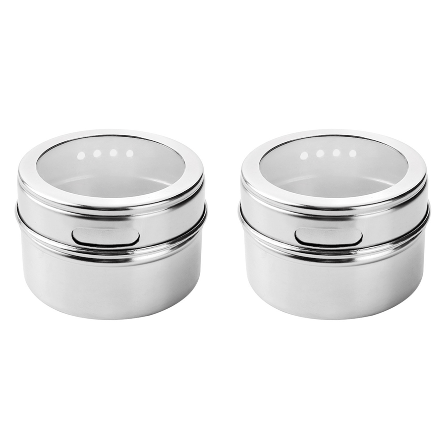 1 Pc Magnetic Spice Jar , Stainless Steel Seasoning Container, with Easy Pour Holes, for Kitchen Organization