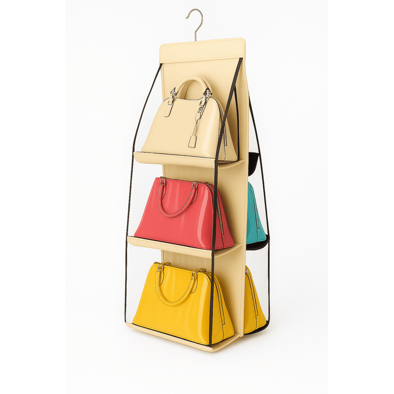 Hanging Handbag Organizer with 6 Pockets – Space-Saving Closet Storage for Purses, Totes & Clutches