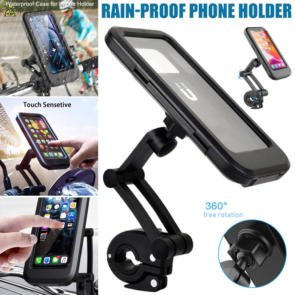 Waterproof Motorcycle Mobile Phone Holder – 360° Rotating Bike Mount for Cell Phones (Pack of 1)
