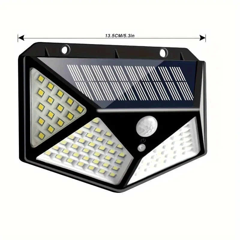 100 LED Solar-Powered Wall Lamp with Motion Sensor – High-Brightness LED Lights for Indoor & Outdoor Use, Automatic Brightness Adjustment, Ideal for Porch, Garden, and Home Decor, Solar Wall Lamp (Pack of 1)
