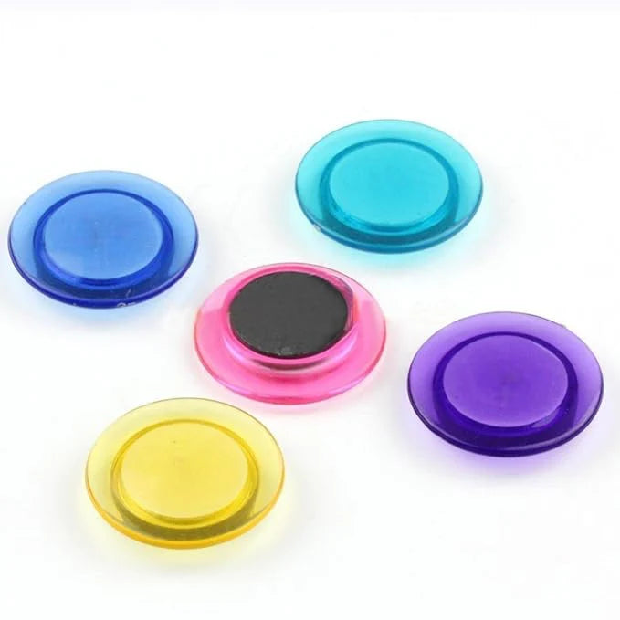 10 pc set Colorful Translucent Magnet Buttons for Fridge, Magnetic White-Boards (20mm)