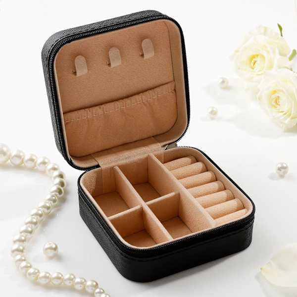 Customised Jewellery Box - Portable Mini Travel Jewellery Box - Acrylic Name - Black