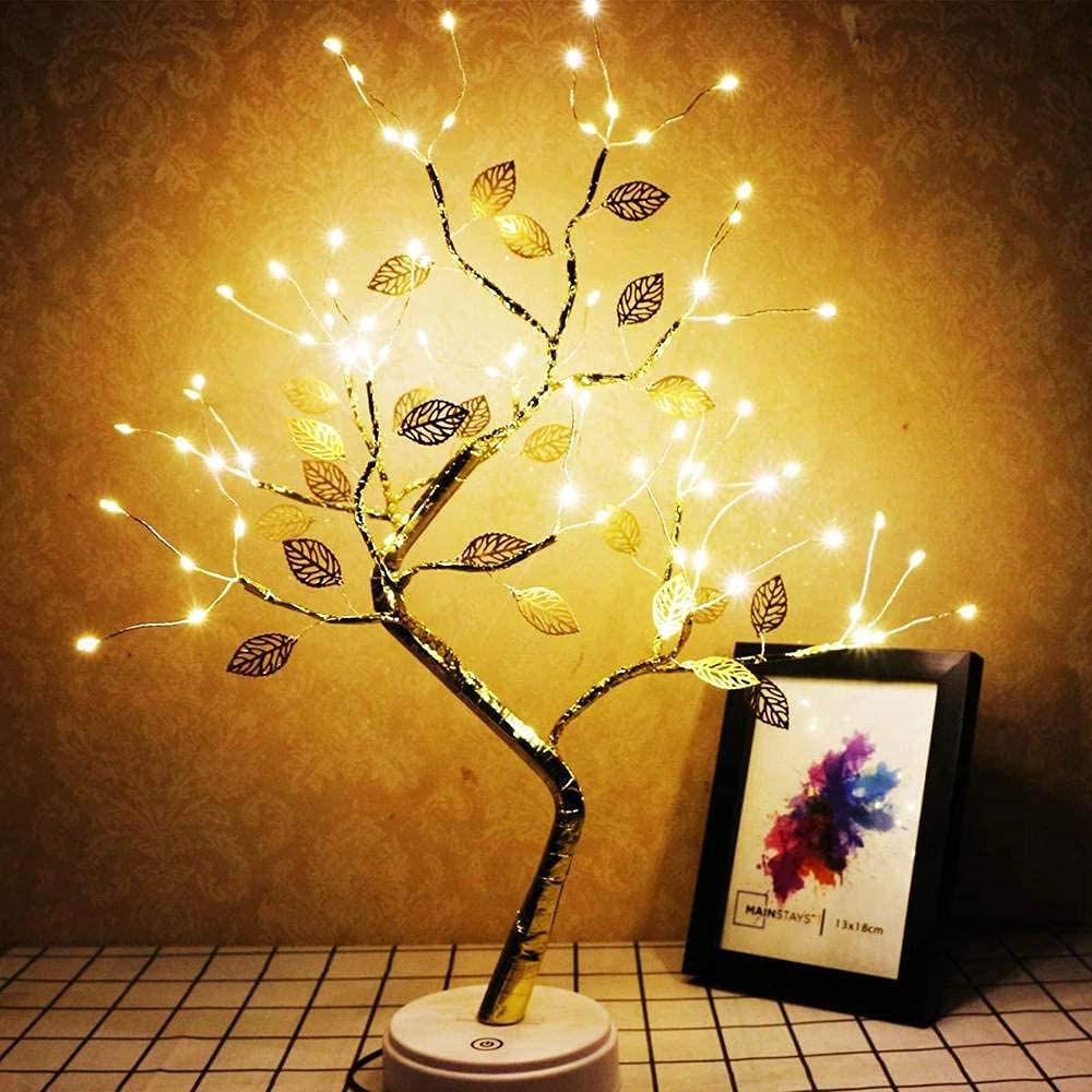 Leaf Tree Lamp with Touch Switch – USB & Battery Operated LED Bonsai Tree Light for Bedroom, Baby Room, and Home Decoration(Pack of 1)