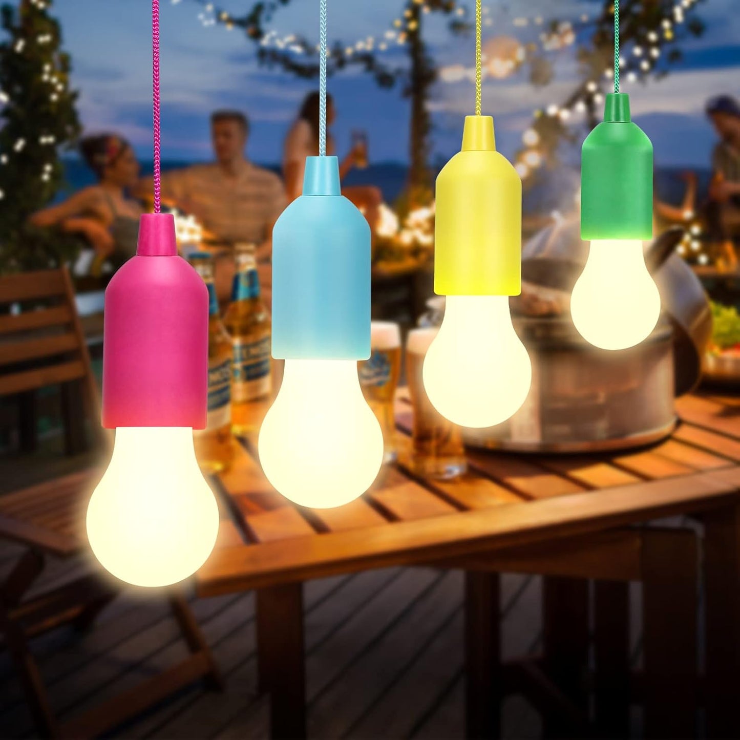 LED Pull Cord Pendant Light with Drawstring - Portable Hanging Lamp for Home, Camping & Outdoor Use (Pack of 1)