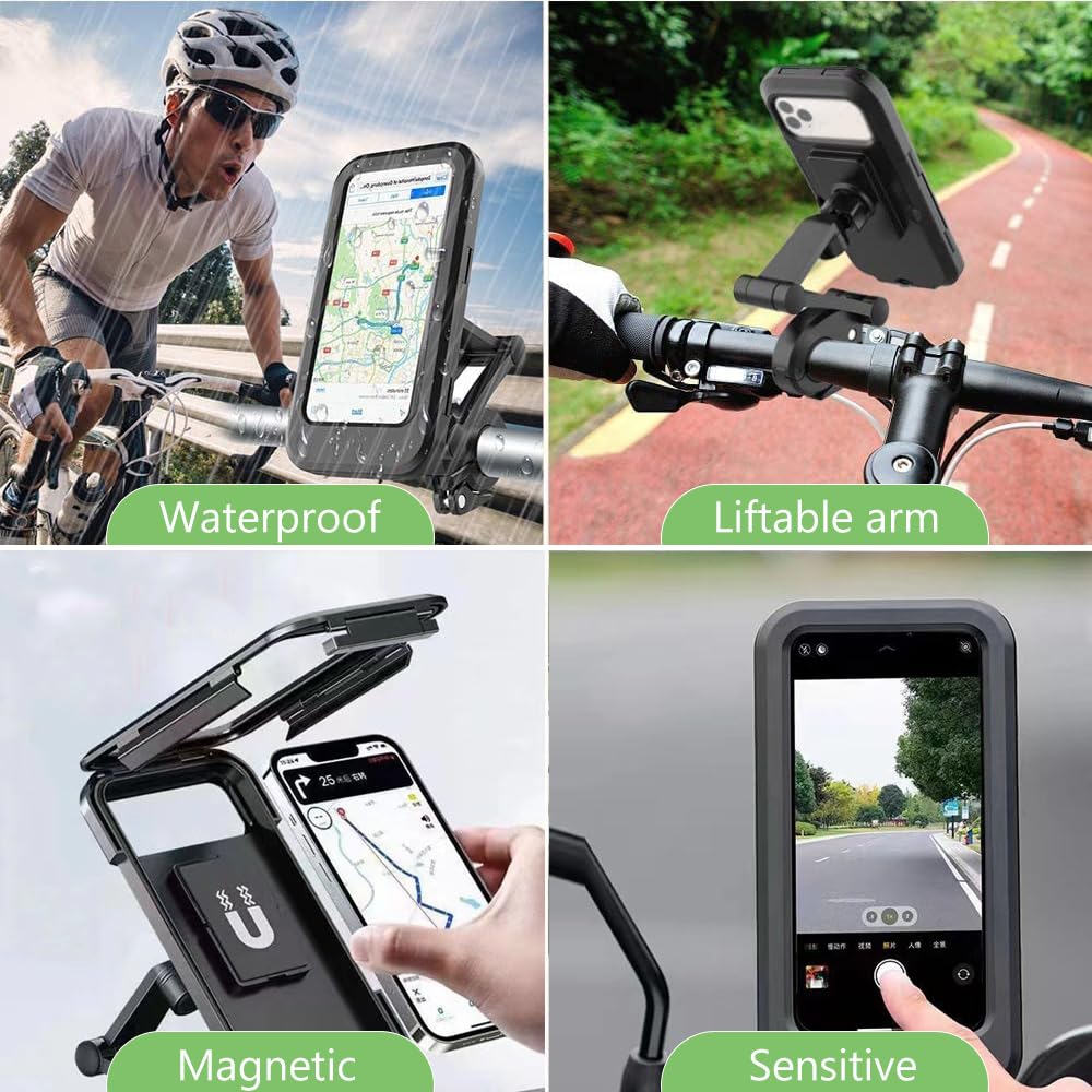 Waterproof Motorcycle Mobile Phone Holder – 360° Rotating Bike Mount for Cell Phones (Pack of 1)