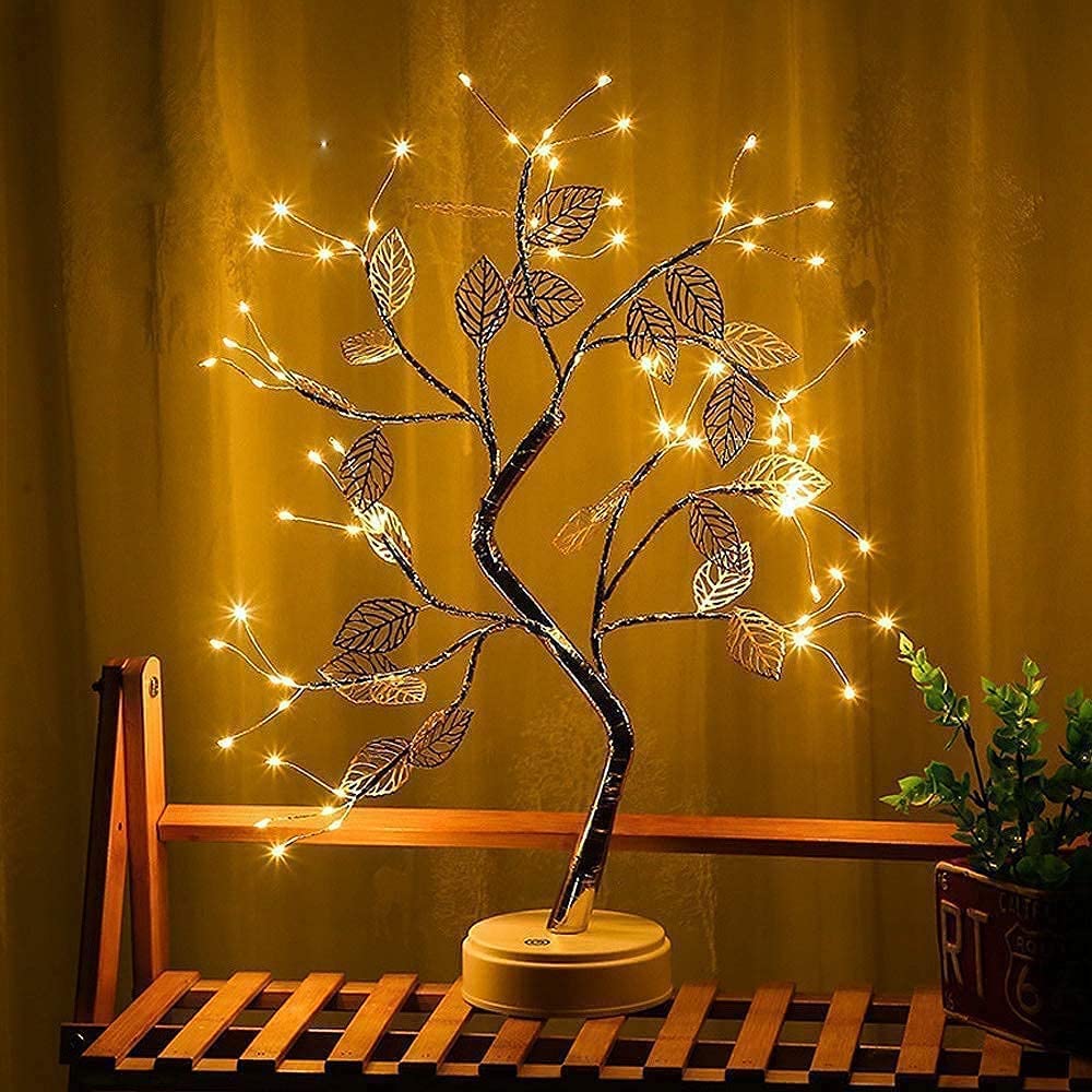 Leaf Tree Lamp with Touch Switch – USB & Battery Operated LED Bonsai Tree Light for Bedroom, Baby Room, and Home Decoration(Pack of 1)