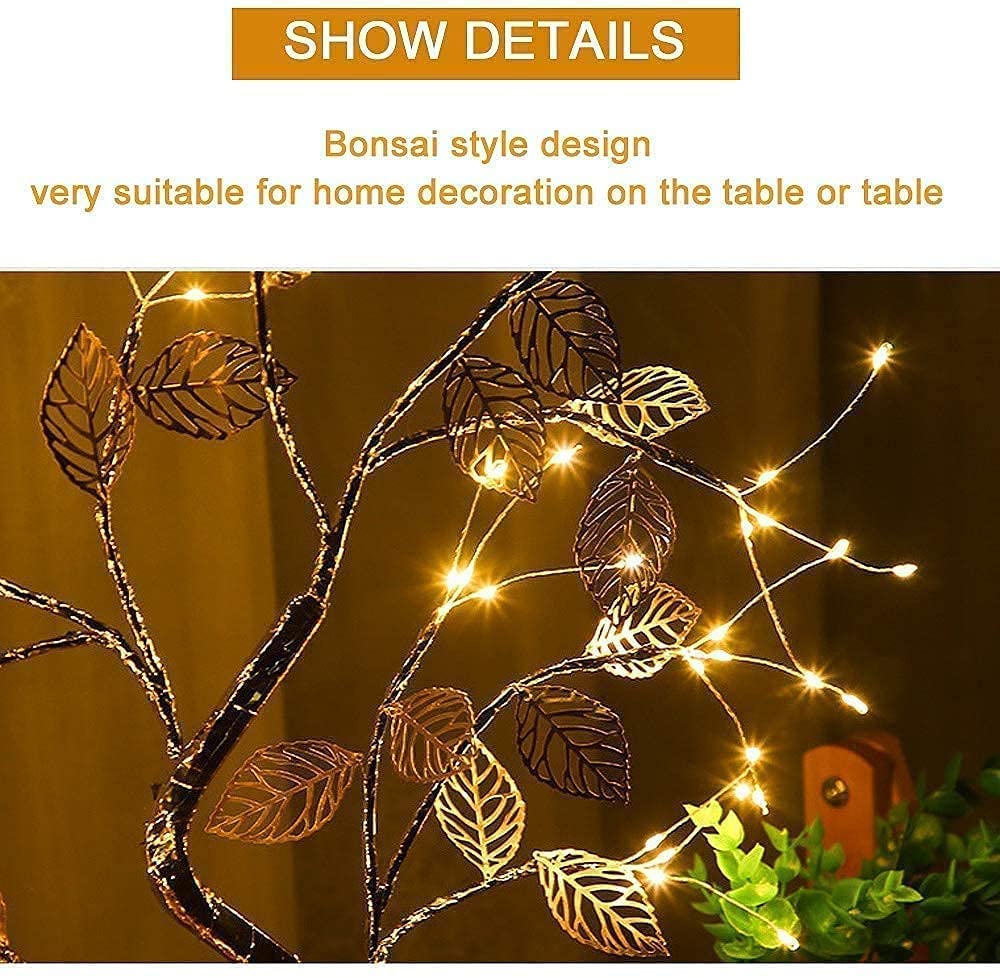 Leaf Tree Lamp with Touch Switch – USB & Battery Operated LED Bonsai Tree Light for Bedroom, Baby Room, and Home Decoration(Pack of 1)