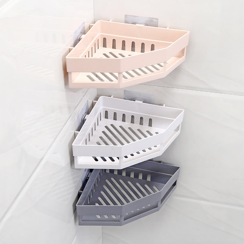 1 Pc Triangular Bathroom Corner Storage Rack – Space-Saving Wall Mounted Shelf for Bathroom & Kitchen