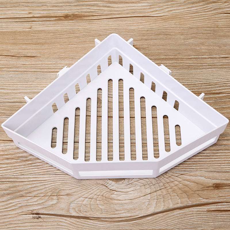 1 Pc Triangular Bathroom Corner Storage Rack – Space-Saving Wall Mounted Shelf for Bathroom & Kitchen