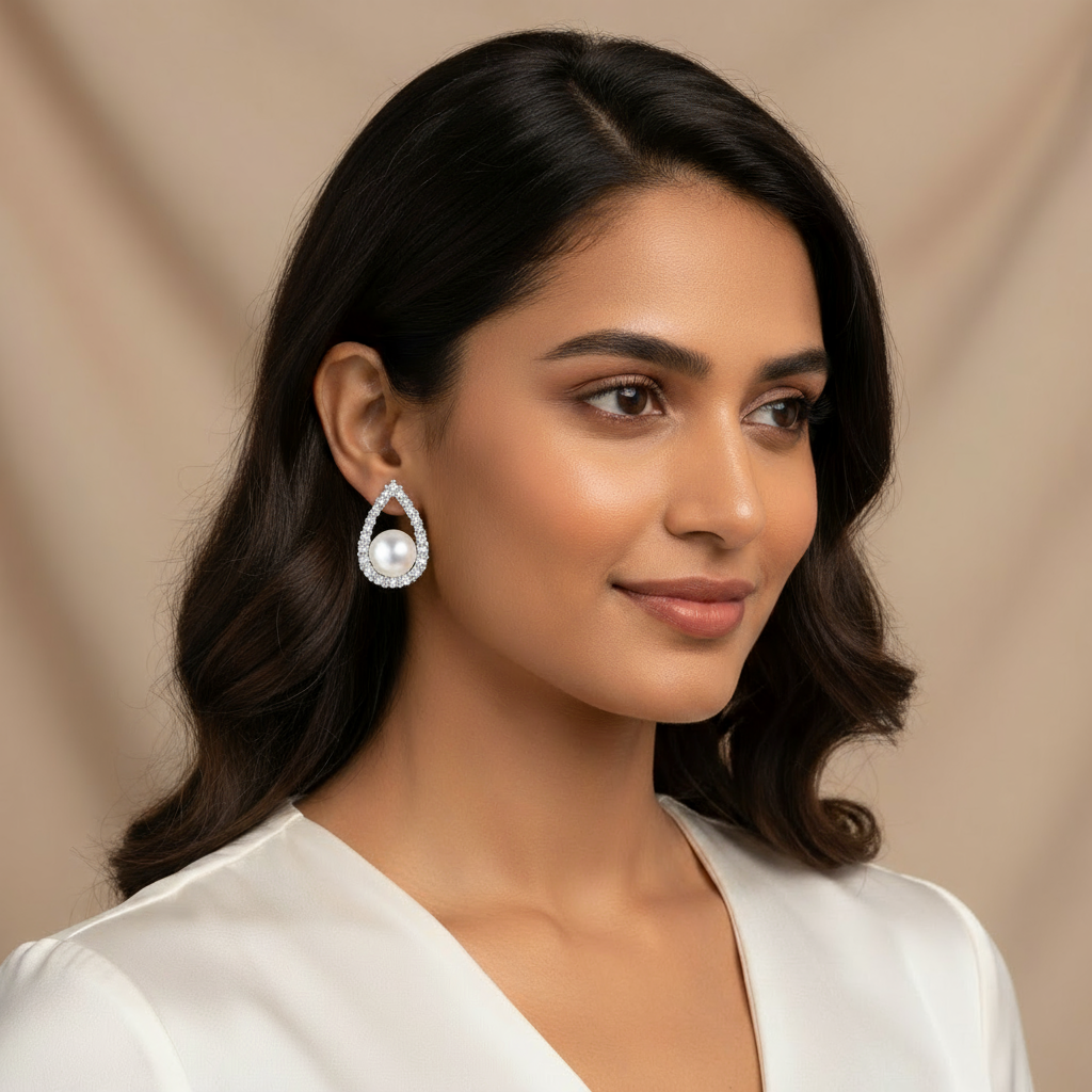 Elegant Dew Drop White Natural Pearl Earrings for Women – Classic Stud & Drop Design, Wedding, Party & Daily Wear Jewelry (Random color-1 Pair)