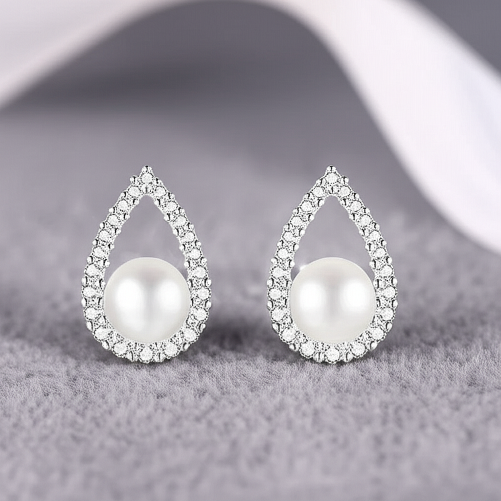 Elegant Dew Drop White Natural Pearl Earrings for Women – Classic Stud & Drop Design, Wedding, Party & Daily Wear Jewelry (Random color-1 Pair)