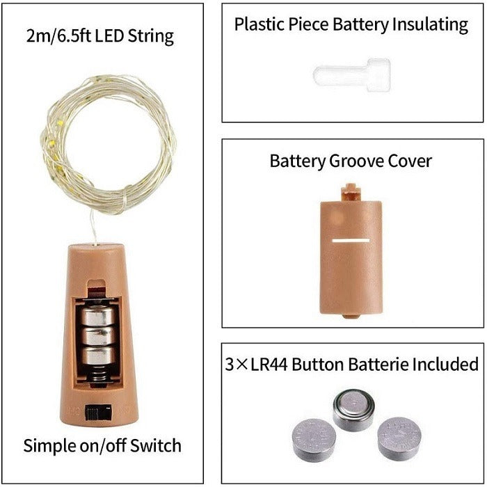 LED Bottle Decorating Light – Cork Shaped String Fairy Lights for Bottle Decoration, Festive Décor & Home Lighting (Random Color-Pack of 3 Light)