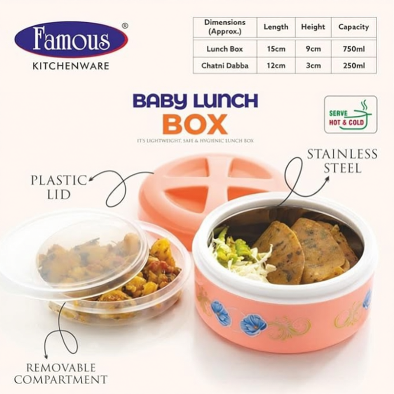 Hot & Fresh Insulated Baby Lunch Box – Portable Food Container for School & Office (Pack of 1 Pc)