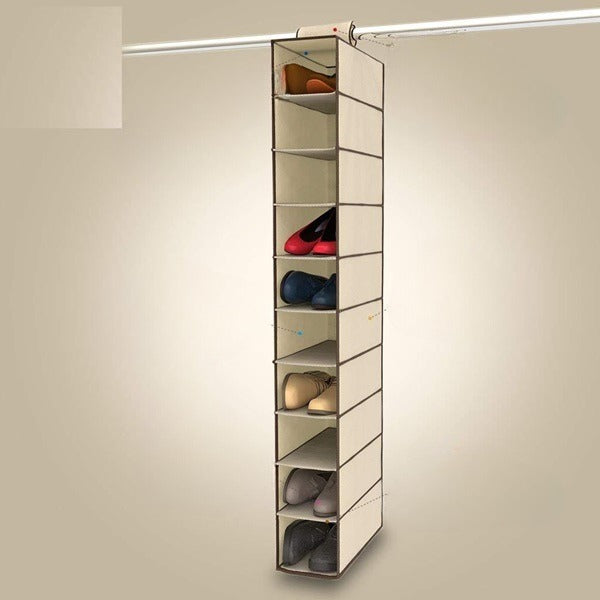 10 Pocket Multipurpose Hanger – Space-Saving Wall-Mounted Closet Organizer with Clear Shelves for Clothes, Accessories & Wardrobe Storage (Pack of 1)