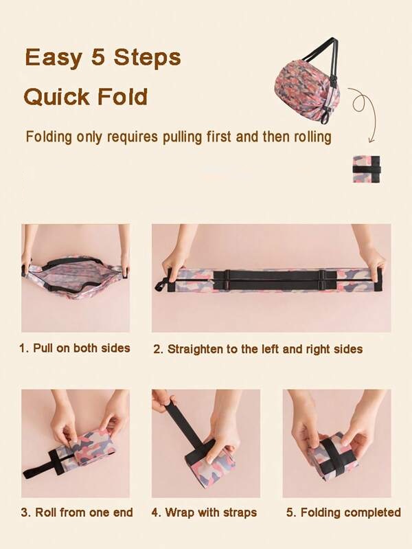 Reusable Folding Shopping Bag – Waterproof, Portable, and Foldable Travel Luggage Tote (Random color) (Pack of 1)