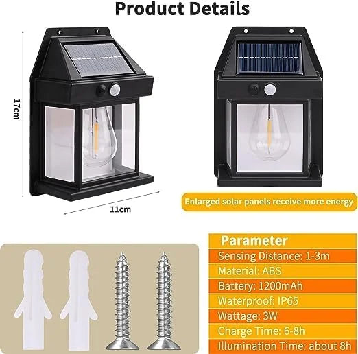 Wireless Motion Sensor Solar Wall Sconce – Waterproof LED Outdoor Wall Lantern for Porch, Fence & Courtyard (Pack of 1)