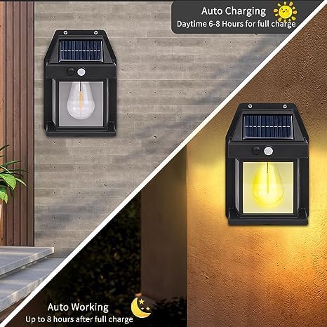 Wireless Motion Sensor Solar Wall Sconce – Waterproof LED Outdoor Wall Lantern for Porch, Fence & Courtyard (Pack of 1)