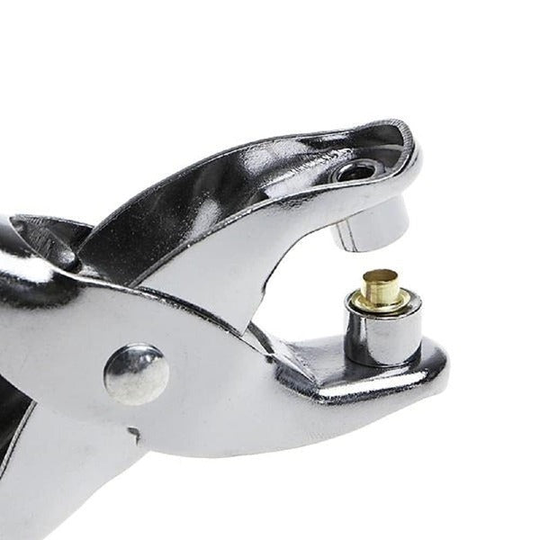 100 Pcs Gold Eyelets Belt Setting Plier - Leather Hole Punch Pliers, Grommets Kit with 100 Metal Eyelets in Silver for Leather, Shoes, Fabric, Belts, Workbooks, Apparel