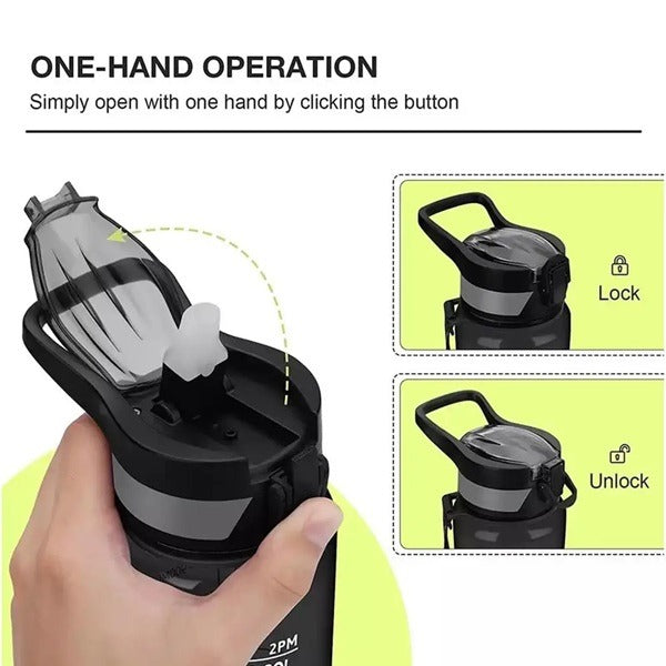 1000ml Motivational Water Bottle with Straw & Time Marker – Leak-Proof, BPA-Free Tritan Drink Bottle with 1-Click Open Lid for Gym, Running, School & Outdoor (Random Color-Pack of 1)