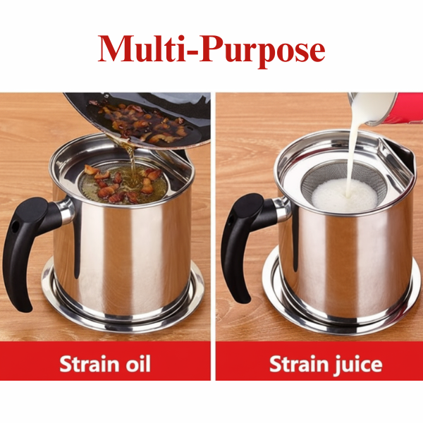1.7 Litre Stainless Steel Oil Pot – Airtight Oil & Ghee Container for Kitchen Storage | 1700ml Steel Oil Dispenser Can with Lid
