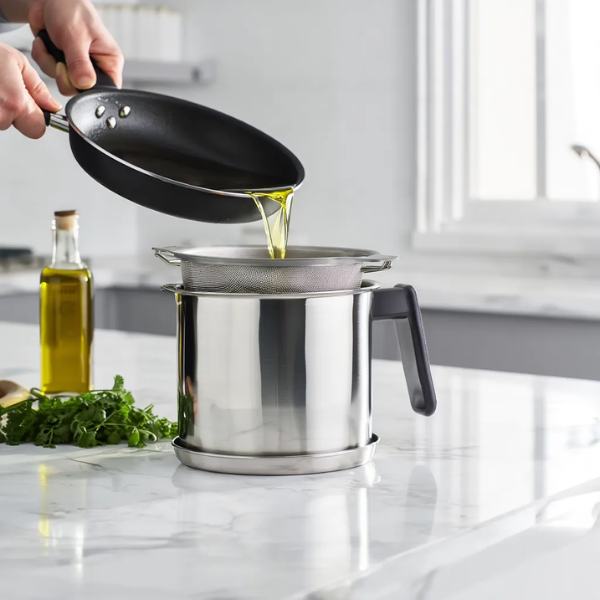 1.7 Litre Stainless Steel Oil Pot – Airtight Oil & Ghee Container for Kitchen Storage | 1700ml Steel Oil Dispenser Can with Lid