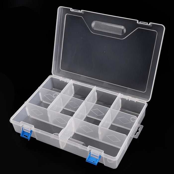 10-Grid Large Capacity Transparent Plastic Storage Box – Organizer for Jewelry, Accessories, and Small Items (Pack of 1)