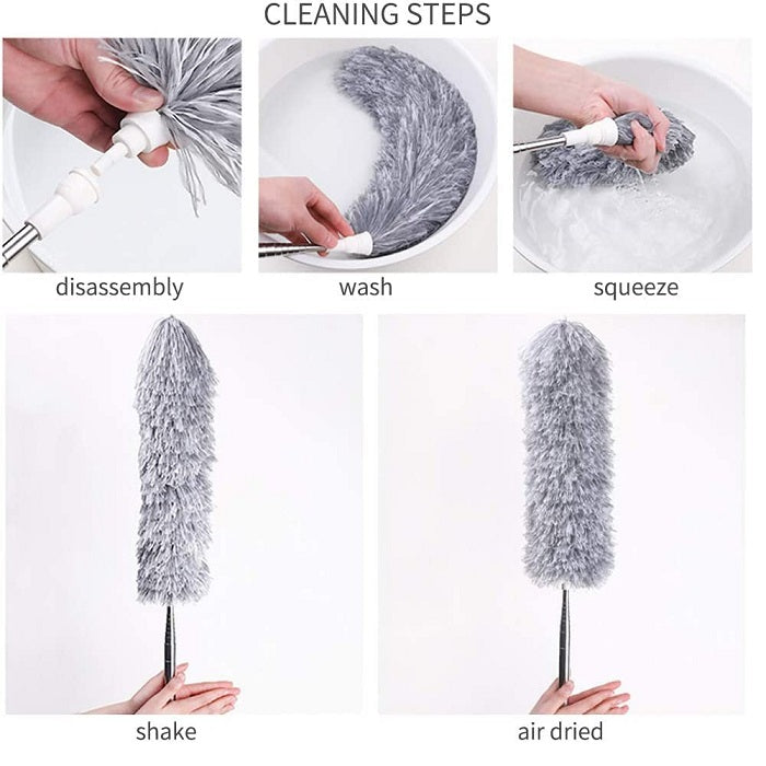 Extendable Microfiber Feather Duster - Telescopic Cleaning Brush for Dust, Cobwebs & Hard-to-Reach Areas (Pack of 1)