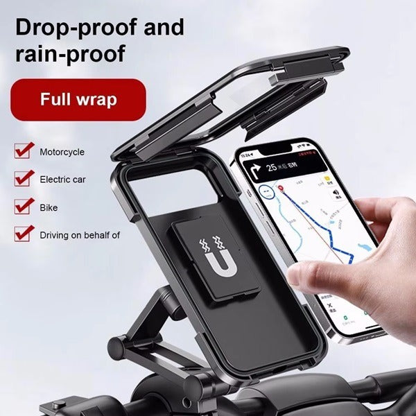 Waterproof Motorcycle Mobile Phone Holder – 360° Rotating Bike Mount for Cell Phones (Pack of 1)