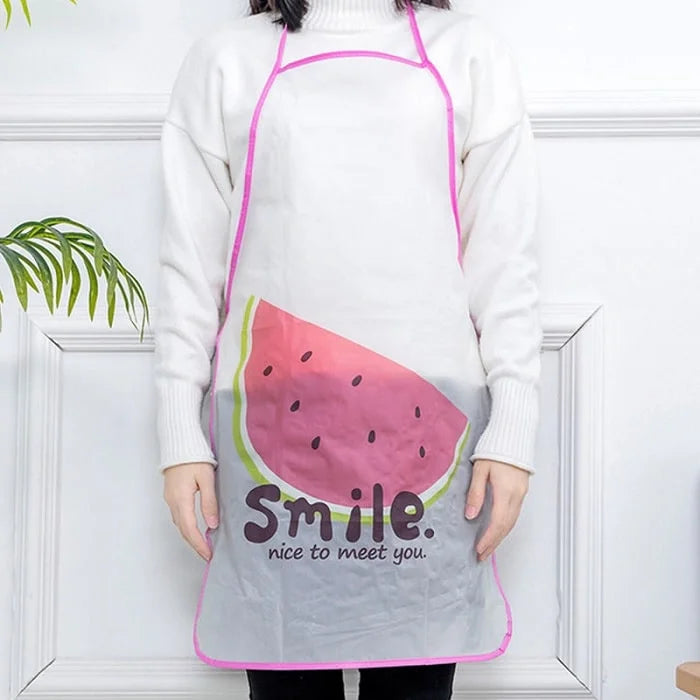 Waterproof Fruit Print Apron – Cooking, Baking & Cleaning Protection (Random color- Pack of 1)