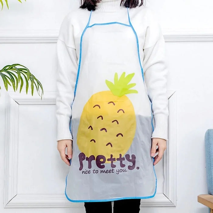 Waterproof Fruit Print Apron – Cooking, Baking & Cleaning Protection (Random color- Pack of 1)