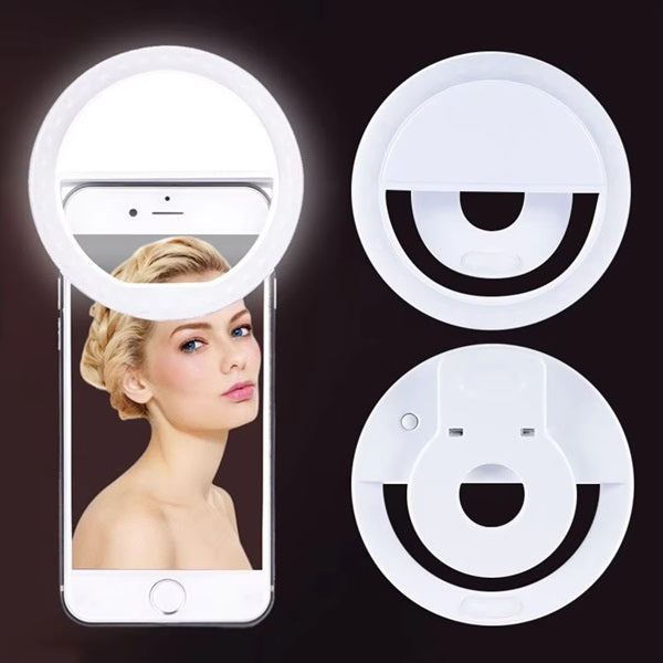 Mini Mobile Selfie Ring Light, Portable LED Ring Selfie Light for All Smartphones, Tablets Enhancing Ring Light with 3 Level of Brightness for Photography Video Calling