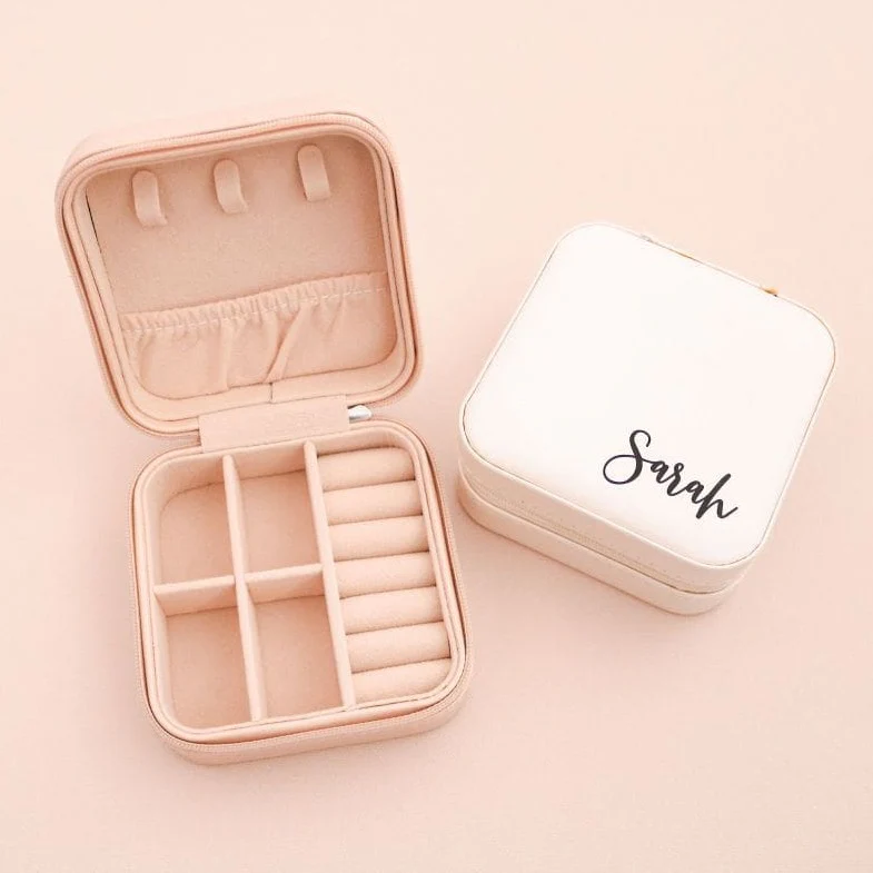 Customised Jewellery Box - Portable Mini Travel Jewellery Box - Name (Random color)