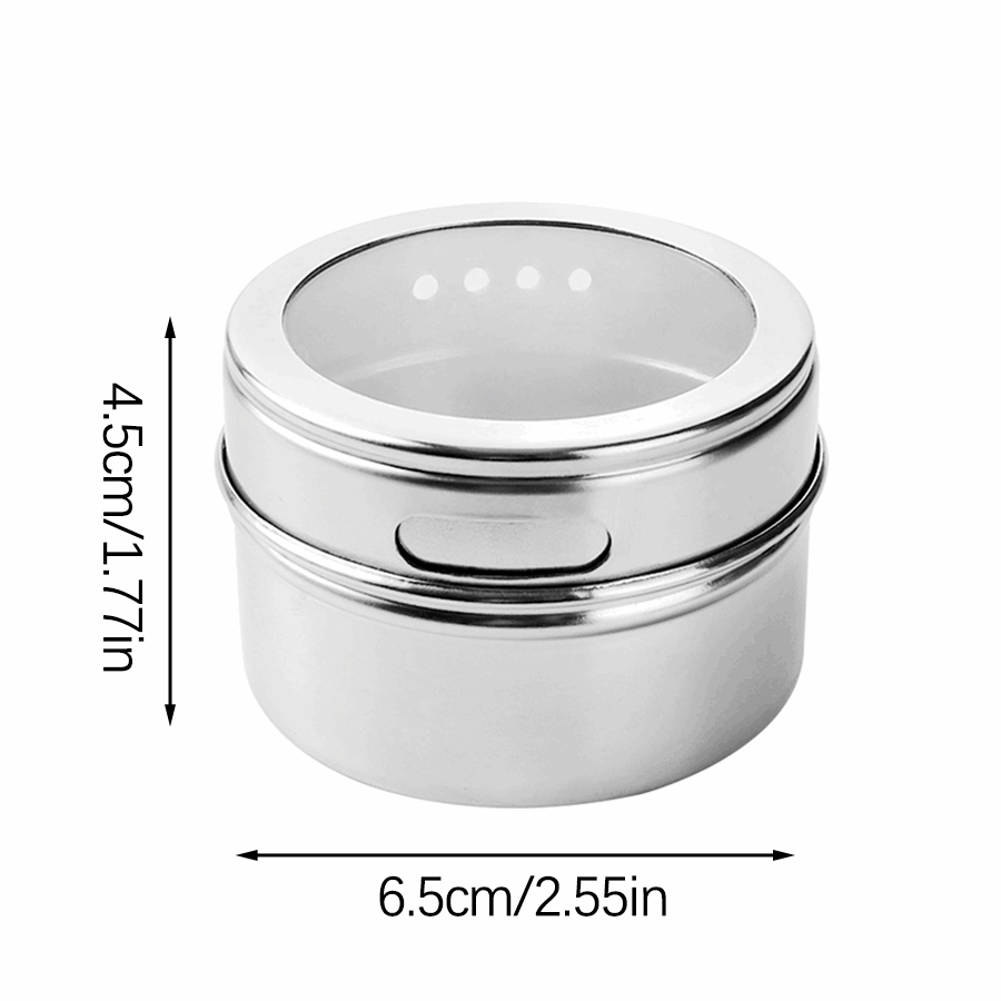 1 Pc Magnetic Spice Jar , Stainless Steel Seasoning Container, with Easy Pour Holes, for Kitchen Organization