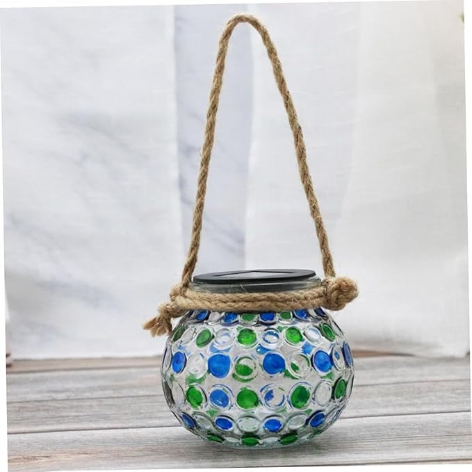 LED Solar Lanterns – Crackle Glass Ball Hanging Lights, Outdoor & Indoor Decorative Lighting (Pack of 2 Pcs )
