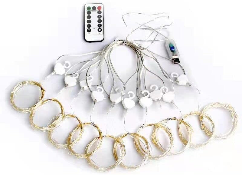 Curtain Fairy Lights, Colourful Copper Wire Window Lights, Multicoloured Fairy Lights with Remote Control (Warm White)