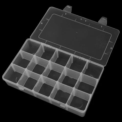 15-Grid Large Capacity Transparent Plastic Storage Box – Organizer for Jewelry, Accessories & Small Items (Pack of 1)