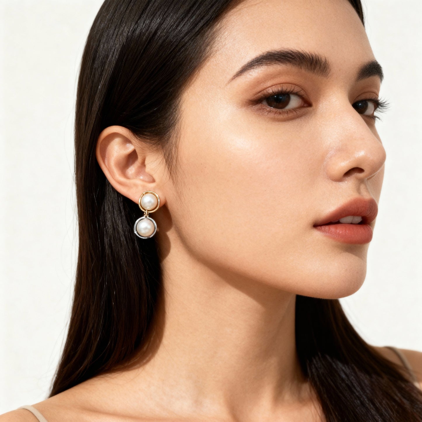Elegant Double Faux Pearl Drop Earrings - Classic Gold or Silver Tone Dangle Jewelry for Women (Random color-1 Pair)