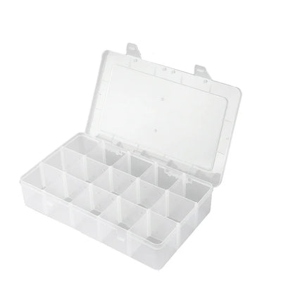 15-Grid Large Capacity Transparent Plastic Storage Box – Organizer for Jewelry, Accessories & Small Items (Pack of 1)