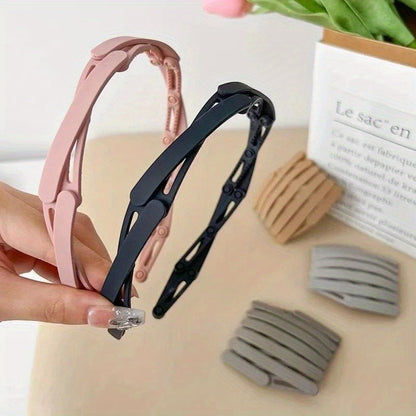 1 Pc Compact & Portable Retractable Hairband - Solid Color, Foldable Design for Travel & Everyday Use