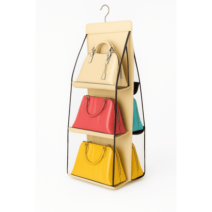 Hanging Handbag Organizer with 6 Pockets – Space-Saving Closet Storage for Purses, Totes & Clutches