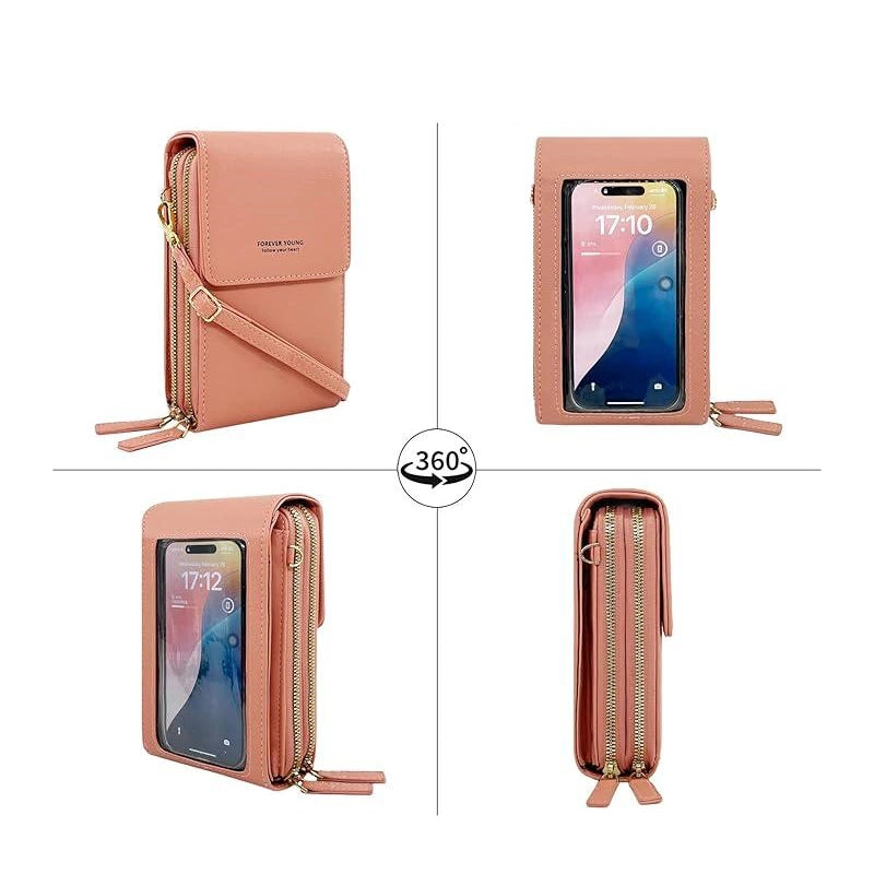 Anti-Theft PU Leather Crossbody Bag for Women — Touch-Screen Phone Pocket, Wallet Style, Adjustable Strap, Everyday Secure Shoulder Bag