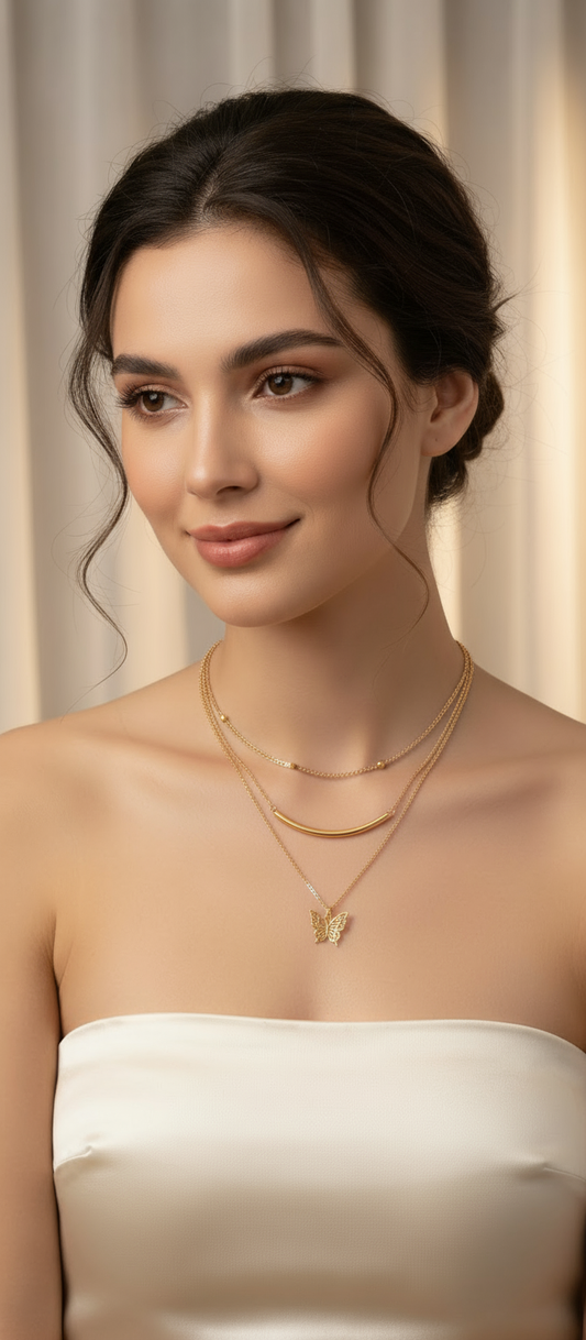Elegant Multi-Layer Necklace – 3-in-1 Pendant Chain Jewelry for Women- Adjustable Statement for Everyday Fashion
