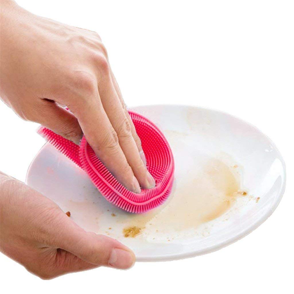 1 Pc Cleaning Supplies Sponges Silicone Scrubber for Kitchen Non Stick Dishwashing & Baby Care Sponge Brush Household Health Tool