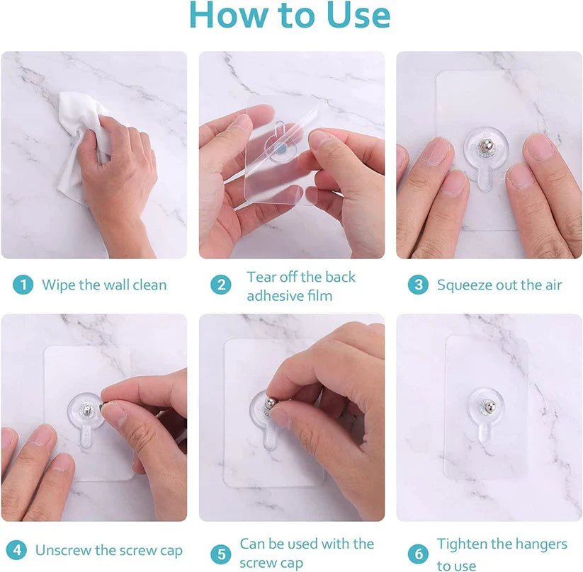 Wall Adhesive Hooks, No-Drilling Waterproof Screw for Hanging
