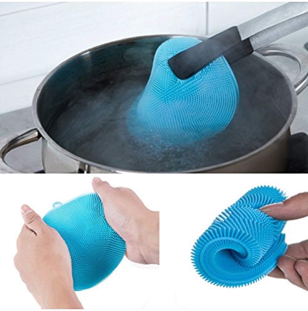 1 Pc Cleaning Supplies Sponges Silicone Scrubber for Kitchen Non Stick Dishwashing & Baby Care Sponge Brush Household Health Tool