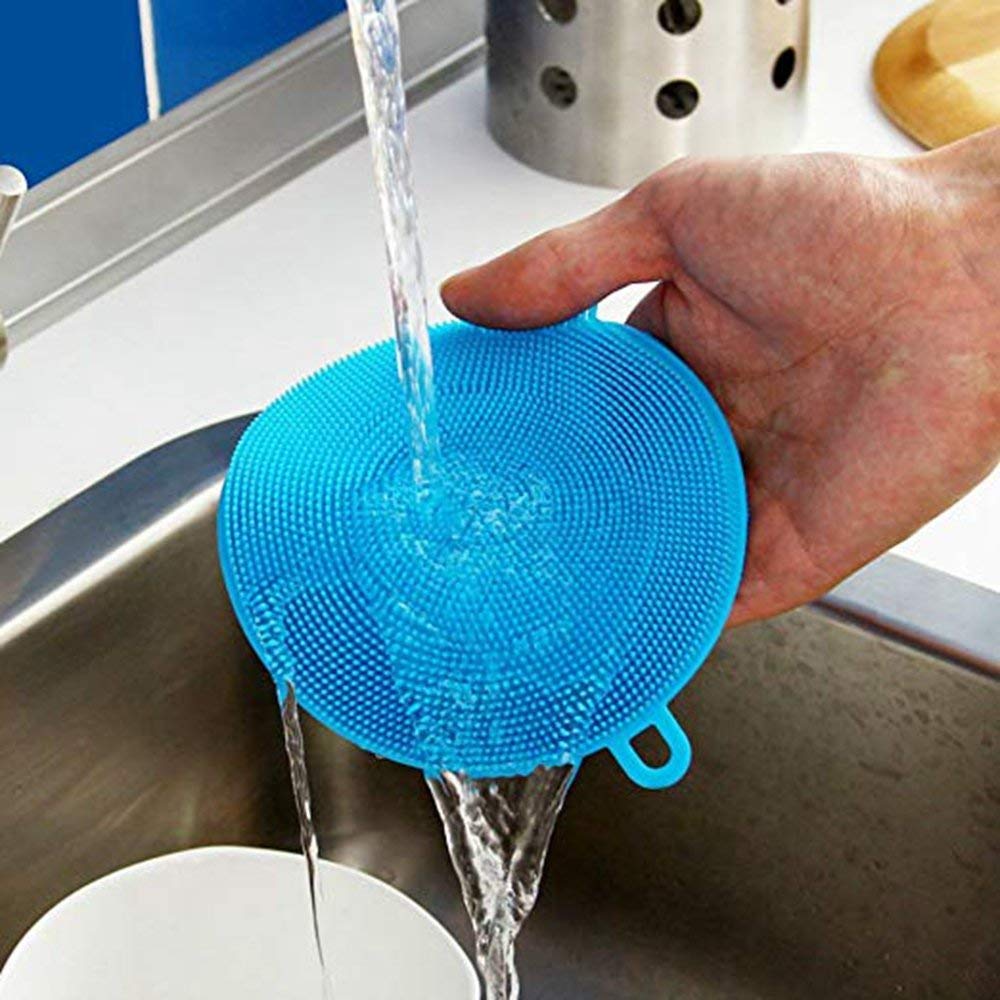 1 Pc Cleaning Supplies Sponges Silicone Scrubber for Kitchen Non Stick Dishwashing & Baby Care Sponge Brush Household Health Tool