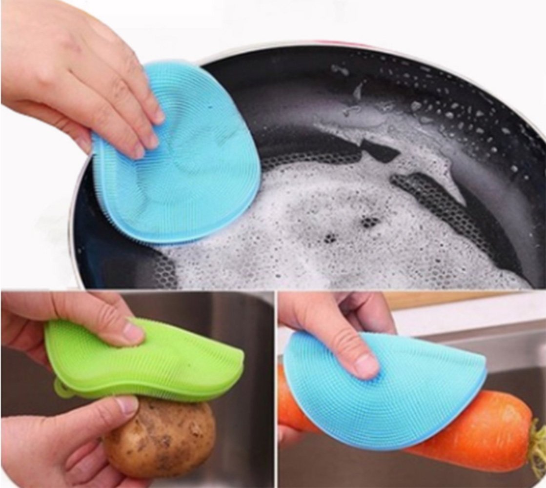 1 Pc Cleaning Supplies Sponges Silicone Scrubber for Kitchen Non Stick Dishwashing & Baby Care Sponge Brush Household Health Tool
